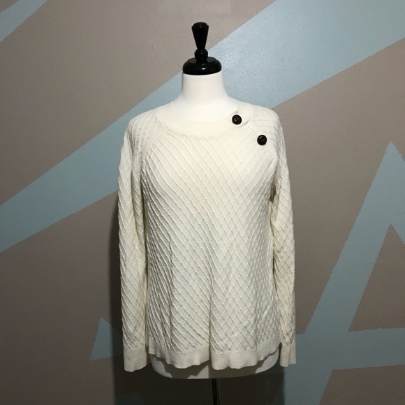 41 Hawthorn Sweaters - 41 Hawthorn Cream Crew Neck Waffle Knit Sweater M
